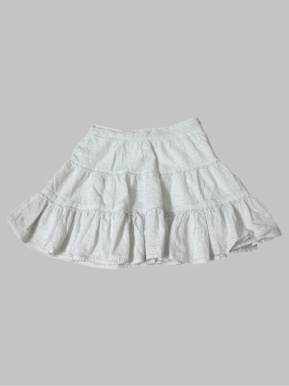 Altar'd State White Eyelet Tiered Ruffle Mini Skirt